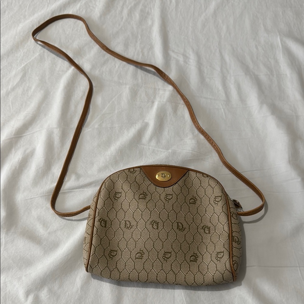 Dior Brown Shoulder Bag with Monogram Pattern